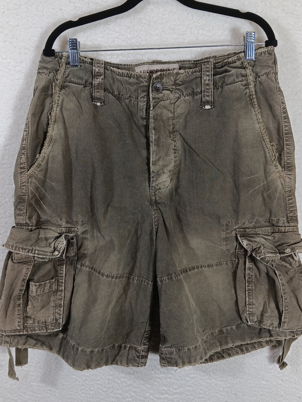 Vintage Abercrombie & Fitch Shorts Mens 34 Green Cargo Paratrooper Baggy Y2K